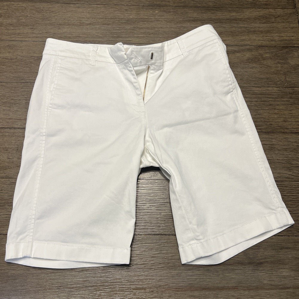 RE-IMAGINED J.Crew Chino Short Pants Women 6 White Khaki Mid Rise Pockets Casual